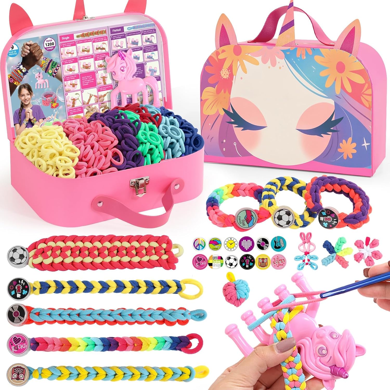 Weaving Kit for Girls Ages 8-12, Bracelet Making Kit Rubber Bands Weaving Loom Kit Complete DIY Friendship Bracelet Potholder Loom Kit Toys Gifts for Kids 6 7 8-12 13 Years Old