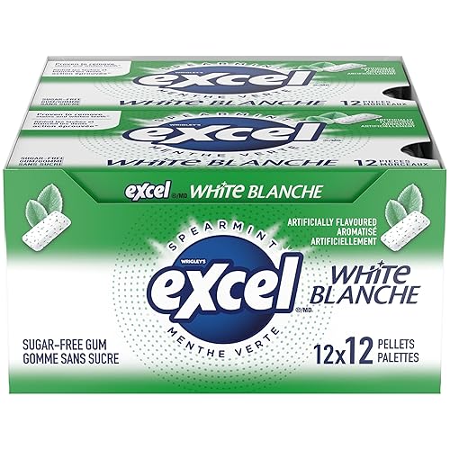 Excel White Goma de mascar sin azúcar, menta verde, 12 unidades