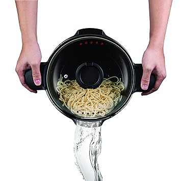 MasterPan 5 QT. Non-Stick Stock N' Pasta Pot w/Locking Handles and Easy Pour Strainer, 9
