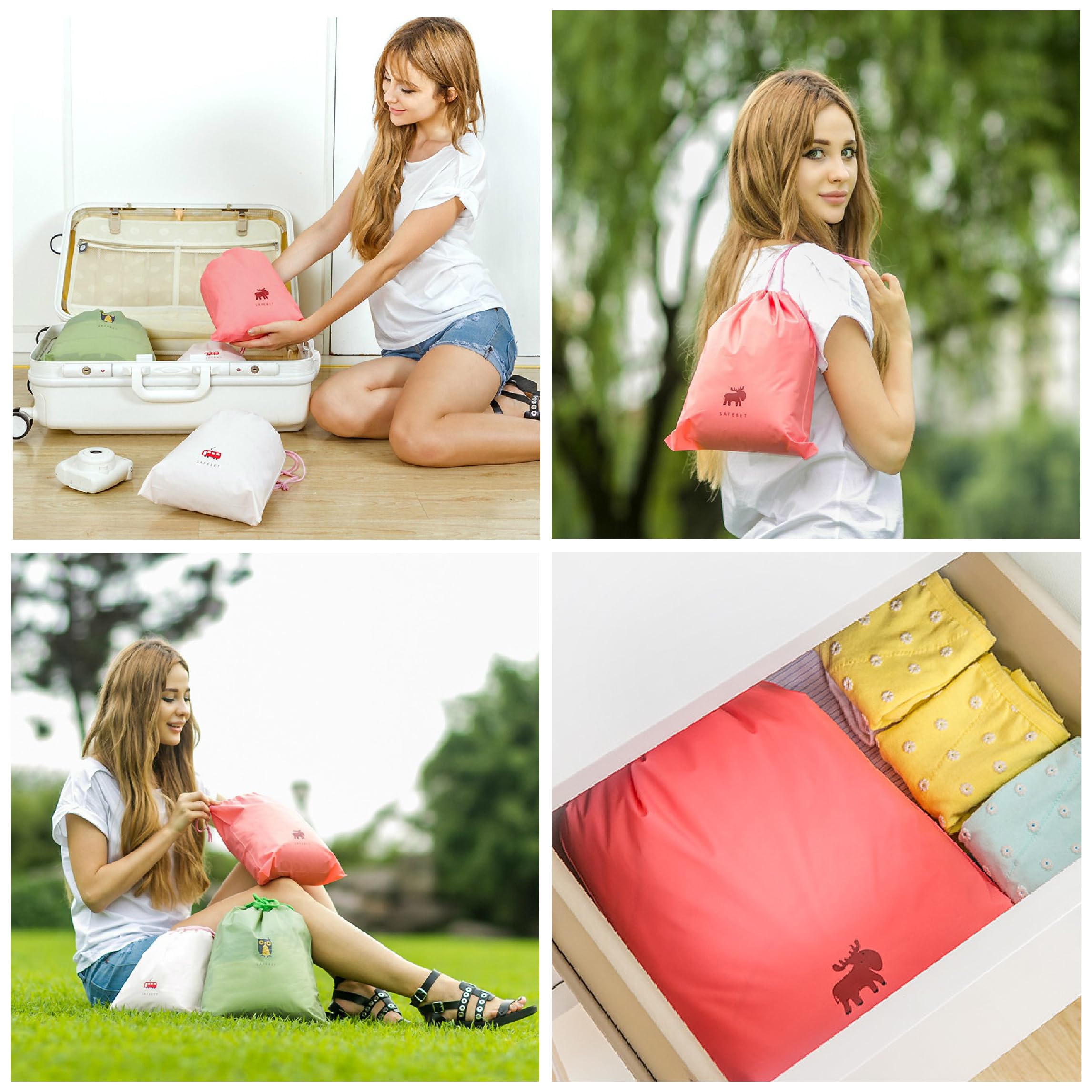 8 Pcs Sacchetti da Viaggio Impermeabili Immagazzinaggio Bags in Bag Zip Borsa Multifunzione per Vestiti Biancheria Intima Scarpe Cosmetico