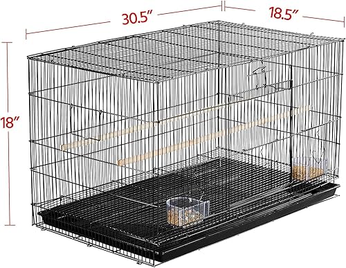 Miniatura 6 de Yaheetech Jaula de hierro para pájaros de 30 pulgadas de longitud, jaula de loro para loros pequeños, periquitos, cacatúas, budgies conuras, loro