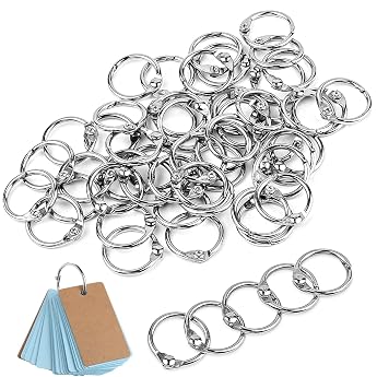 Pack of 50 Metal Book Rings 15 mm Index Cards Ring Small Binder Rings Silver Ring Binder Index Card Rings for Notebooks Home Office Scrapbook Memo Storage Keychain Office Supplies