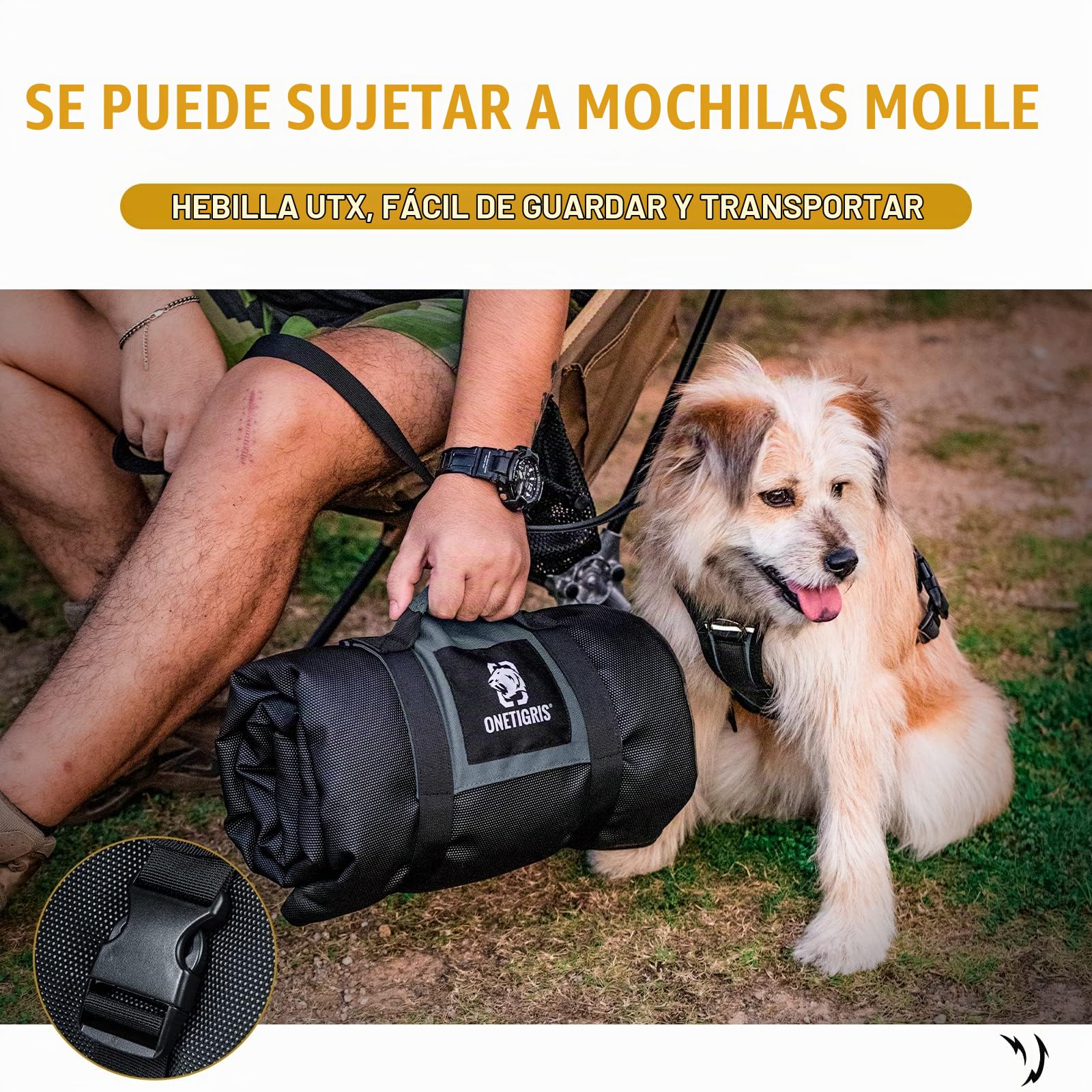 OneTigris Manta para Perros de 110 cm x 68 cm, de Terciopelo Engrosado, para Perros Grandes y medianos, para Viajes, Camping, Exterior, Reversible y portátil, Lavable a Mano