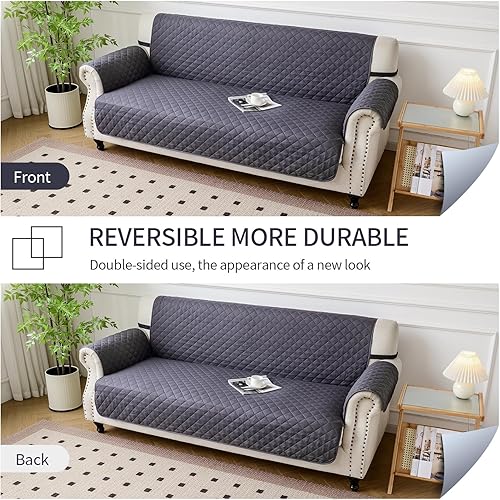 Miniatura 2 de Fandyacke Fundas reversibles para sofá, protector de muebles para perros (sofá, gris oscurogris oscuro)