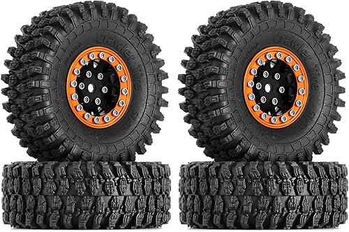 INJORA 1.0 Beadlock Wheel S5 - Neumáticos adhesivos súper suaves para TRX4M Axial AX24 SCX24 FCX24 Enduro24 Enduro24 Upgrade, 2.244 x 0.866 in