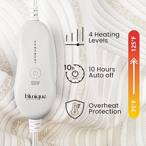Miniatura 3 de Protector de colchón térmico tamaño individual, protector de colchón eléctrico con 4 ajustes de calor y apagado automático de 10 horas, calentador