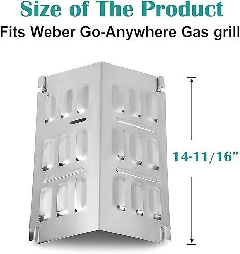 Miniatura 2 de Barra aromatizante de acero inoxidable para Weber 1141001 Go-Anywhere Gas Grill, repuesto para Weber 9201