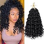 7 Packs GoGo Curl Crochet Hair 12 Inch Short Curly Crochet Hair for Women Beach Curl Water Wave Deep Twist Crochet Braids Synthetic Braiding Hair Extensions (12 Inch, 1B)