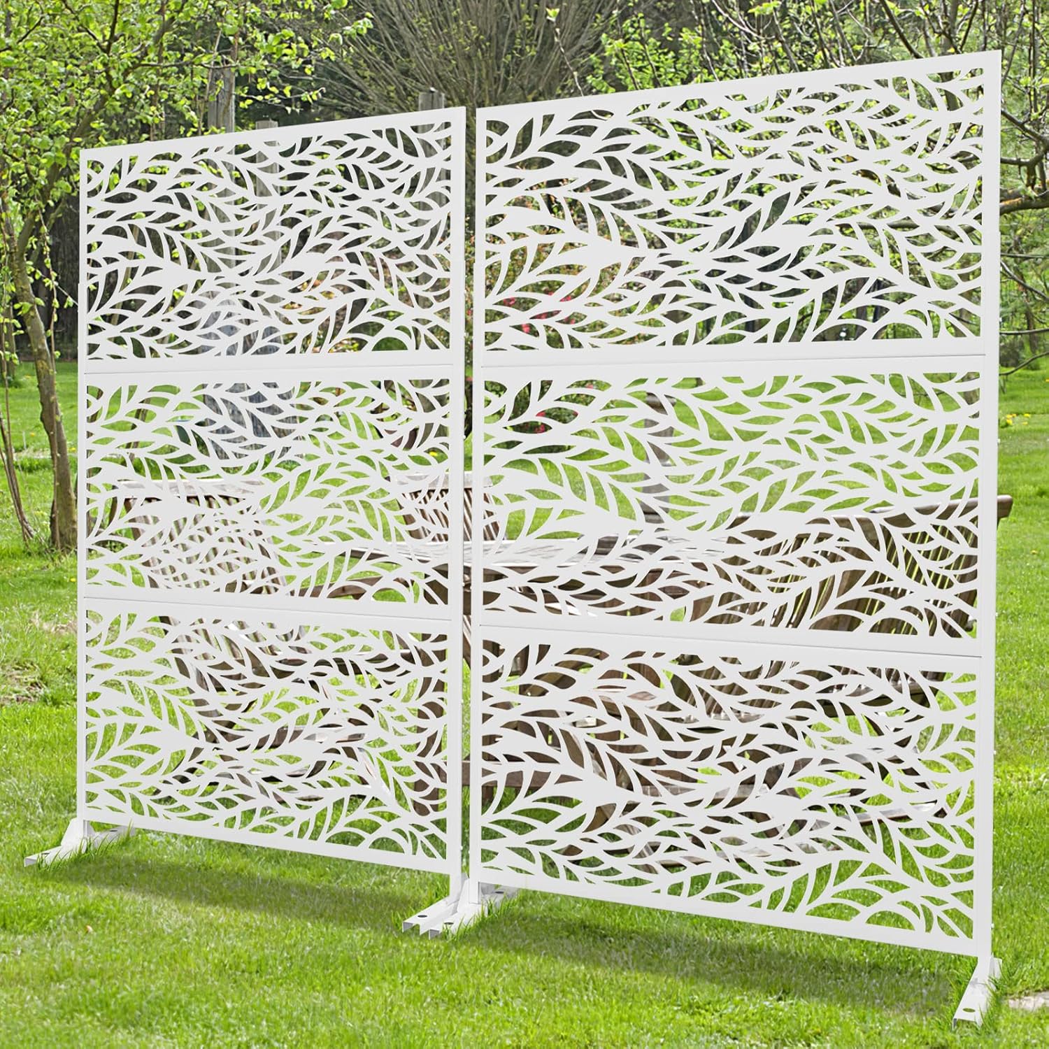PexFix Decorative Privacy Screen Fence Privacy Screen Decorative Outdoor Divider with Stand Outdoor Divider Outdoor Metal Privacy Screen and Panels for Yard(Leave)