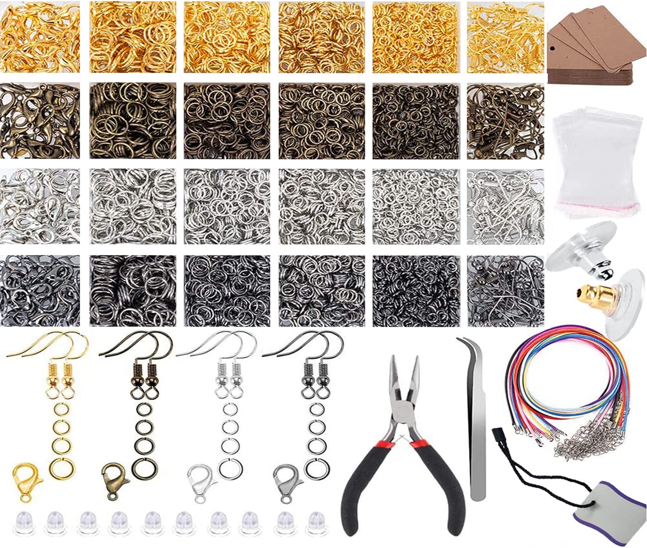 DIY Crafts 20 Grm, Antique Bronze, Jump Rings Clasps,Earring Back, Earring Hooks, Earring Cards Holder, Pliers, Tweezers for Jewelry Making Supplies Earring Hardware Pieces (20 Grm, Antique Bronze)