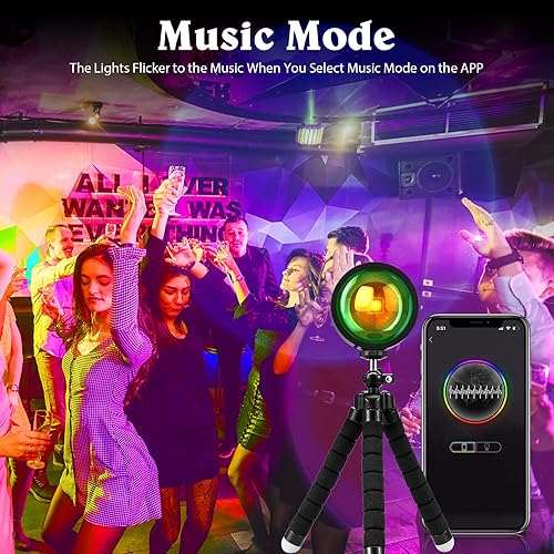 Miniatura 7 de Proyector de lámpara de puesta de sol, varios colores con aplicación y control remoto, lámpara LED de proyección de puesta de sol de rotación 360