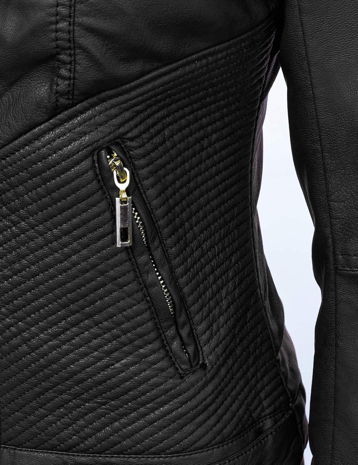 Lock and Love Slim Fit Stylish Vegan Leather Moto Jacket for Women - PU Biker Motorcycle Coat - Image 6