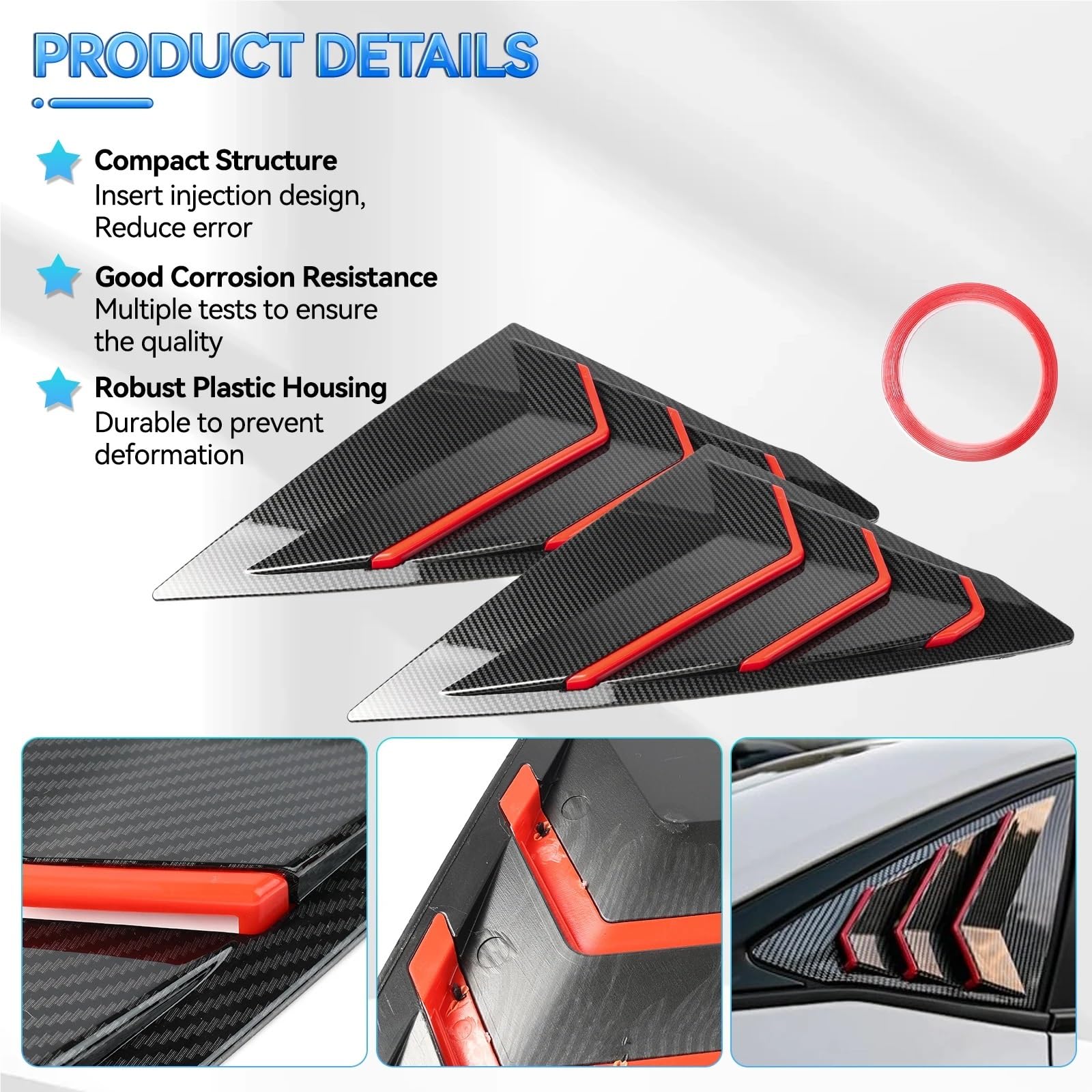 Osłona żaluzji tylnej szyby Pasuje do Hondy Civic 11. generacji Sedan 2022-2025, żaluzje tylnej szyby bocznej, osłony otworów wentylacyjnych, osłony żaluzji(Bright Black)