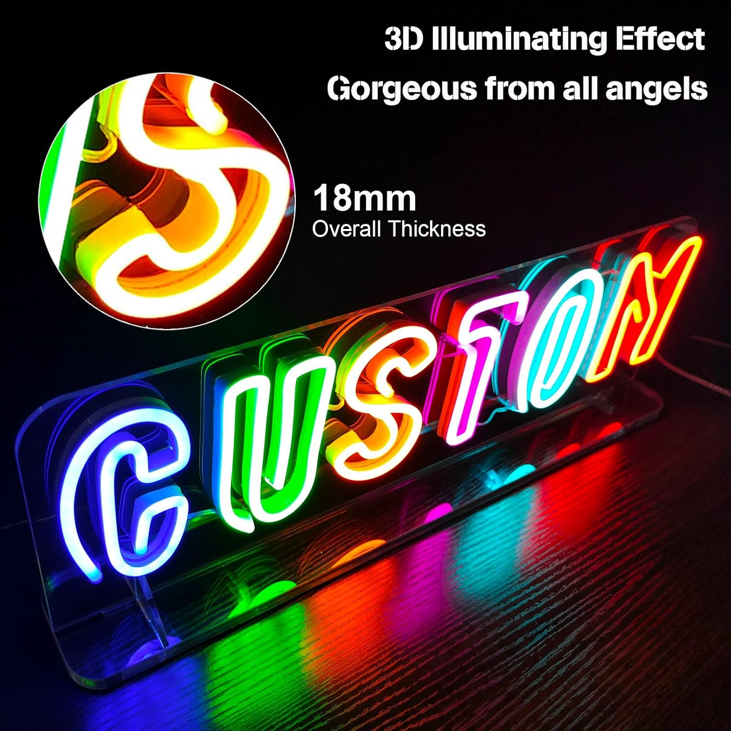 Personalized Neon Signs with Stand, Custom Reception Table Neon Sign, LED Family Name Neon Light Gift for Bedroom Room Wedding Birthday Party, Bar Shop Décor (1 Line Text, 16" Length)