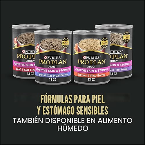 Vista 8 de Purina Pro Plan - Alimento para perros de raza grande con piel y estómago sensibles con probióticos, fórmula de salmón y arroz, bolsa de 34 libras