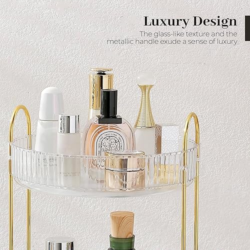 Miniatura 4 de Aveniee Organizador de maquillaje giratorio para tocador, organizador de perfume para el cuidado de la piel, almacenamiento de maquillaje para