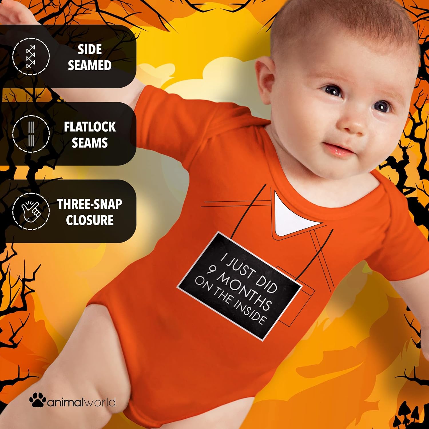 Old Glory 9 Months Inside Prisoner Inmate Costume Orange Soft Baby One Piece - 12-18 Months