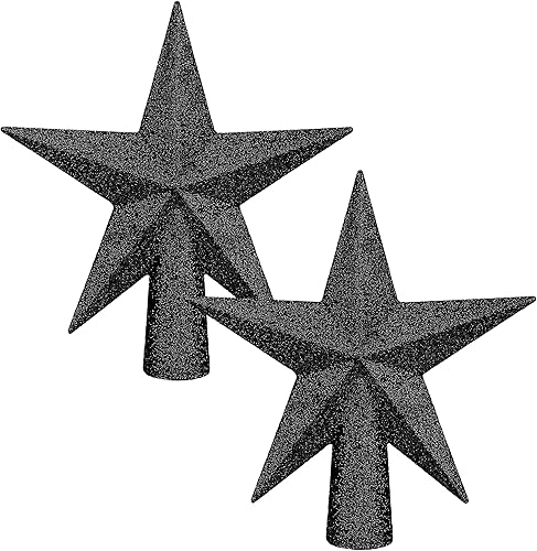 Aneco Paquete de 2 adornos para árbol de Navidad con purpurina para decoración de árbol de Navidad pequeño o decoración del hogar, plástico duro