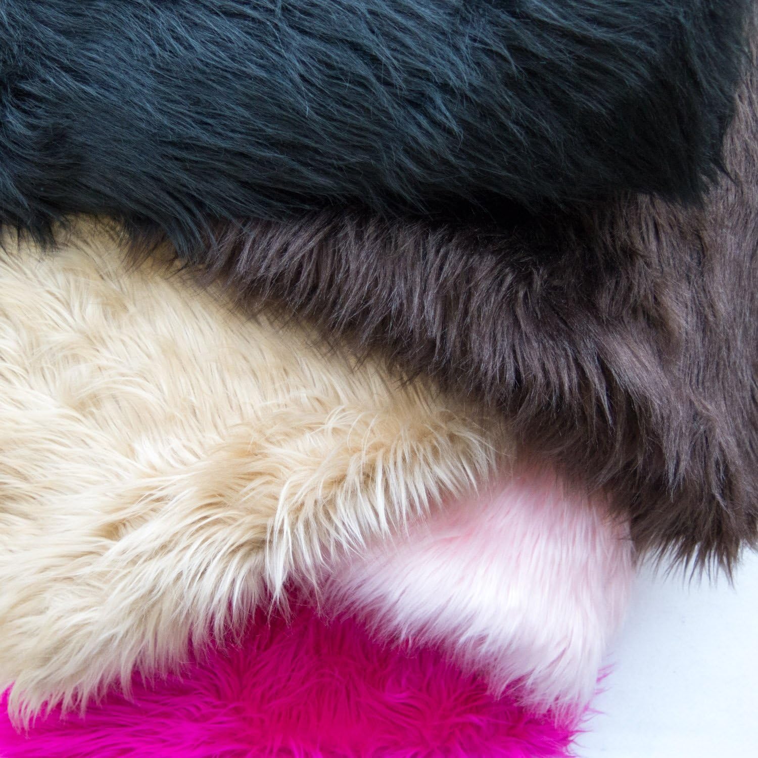 Faux Fake Fur Solid Bonded Shag 60 Inch Fabric by The Yard (F.E.®) (Black)