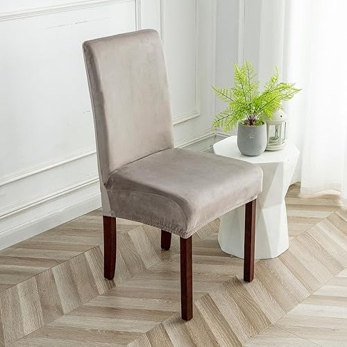 Miniatura 8 de Fundas de terciopelo para sillas de comedor, fundas elásticas de felpa para sillas altas, fundas protectoras de asiento lavables, fundas para sillas