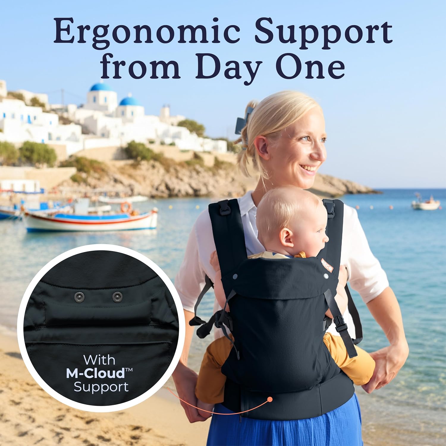 Beco Gemini 2.0 Baby Carrier Newborn to Toddler with M-Cloud™ Support - 4-Position Baby Carriers, Certified Hip-Healthy Newborn Carrier, Fully Adjustable to Fit All Parents (7–35 lbs) - Charcoal