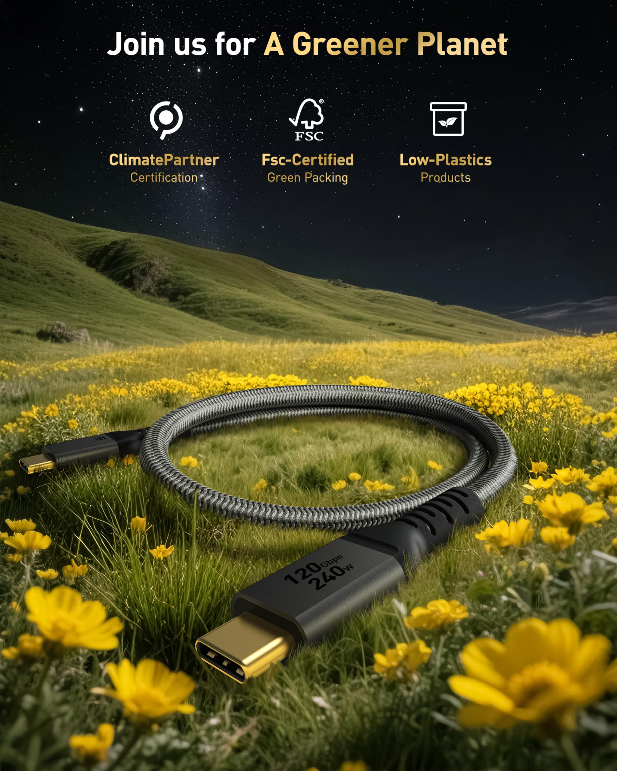 Maxonar 80Gbps Thunderbolt 5 Cable 3.3FT [Desktop-First], 240W PD 3.1 Fast Charging, 120Gbps Bandwidth for 16K/8K Video Editors & 3D Rendering Compatible with MacBook Pro, Studio Display, eGPU, Docks Product Image 6