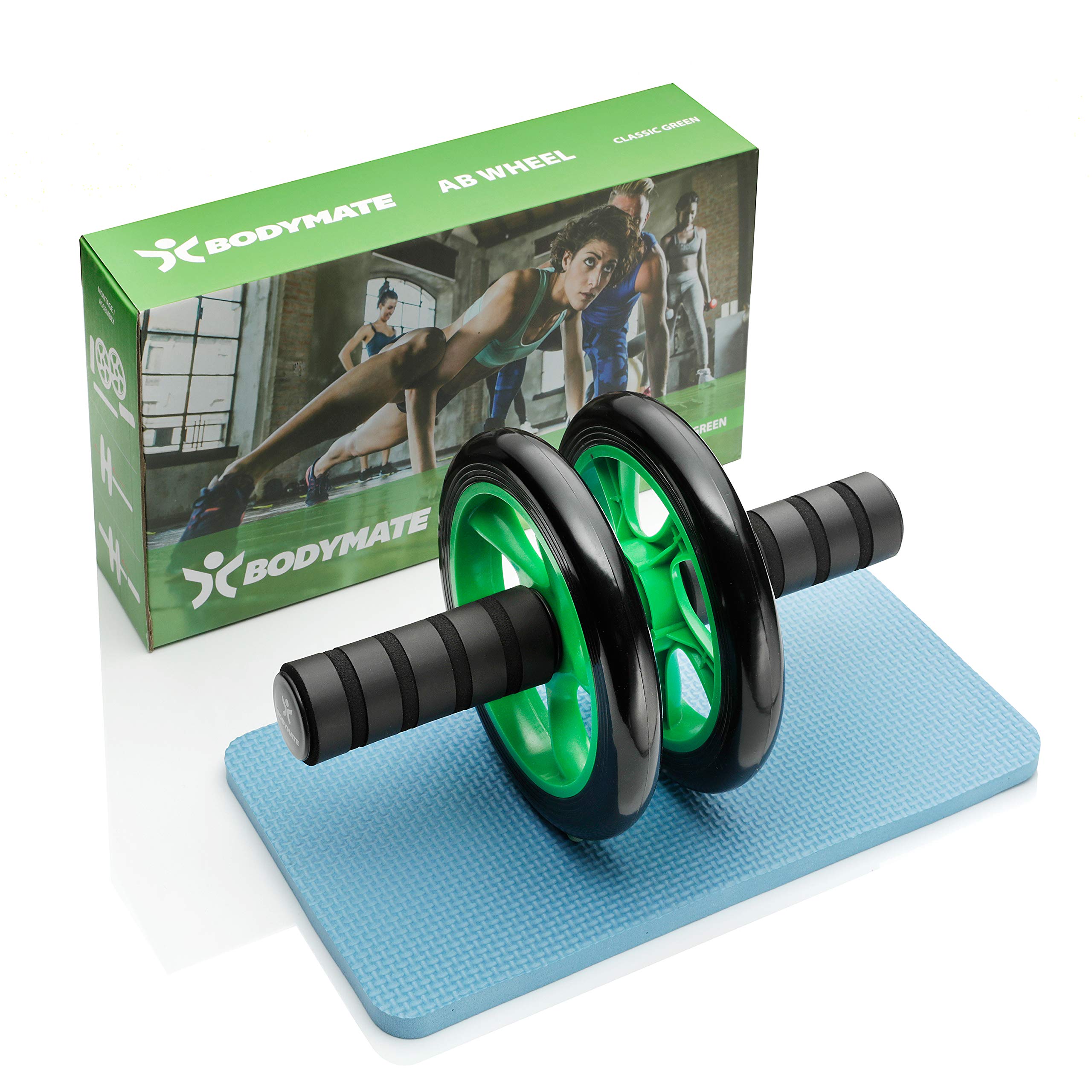 BODYMATE AB Roller Classic - Allenatore Addominali Con Ruota Doppia E Tappetino Ginocchia
