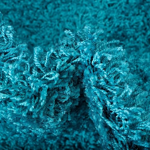 Miniatura 7 de Unique Loom - Alfombra de área de la colección Solid Shag (5 pies 1 pulgada, redonda, color turquesa)