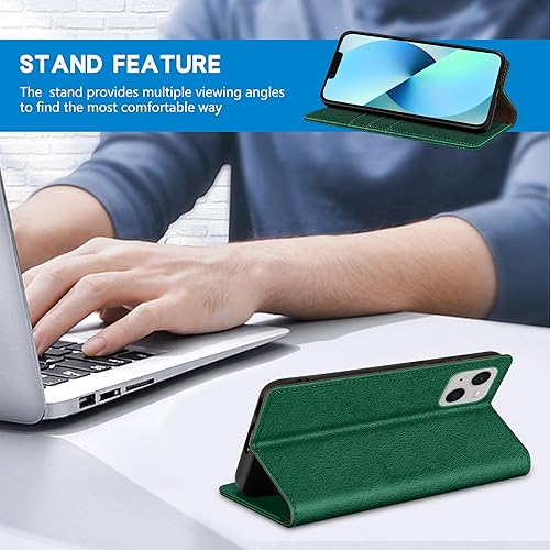 Miniatura 4 de ZZXX Funda tipo cartera para iPhone 13 con bloqueo RFID, soporte de ranura para tarjetas, funda protectora de cuero magnético fuerte para iPhone 13