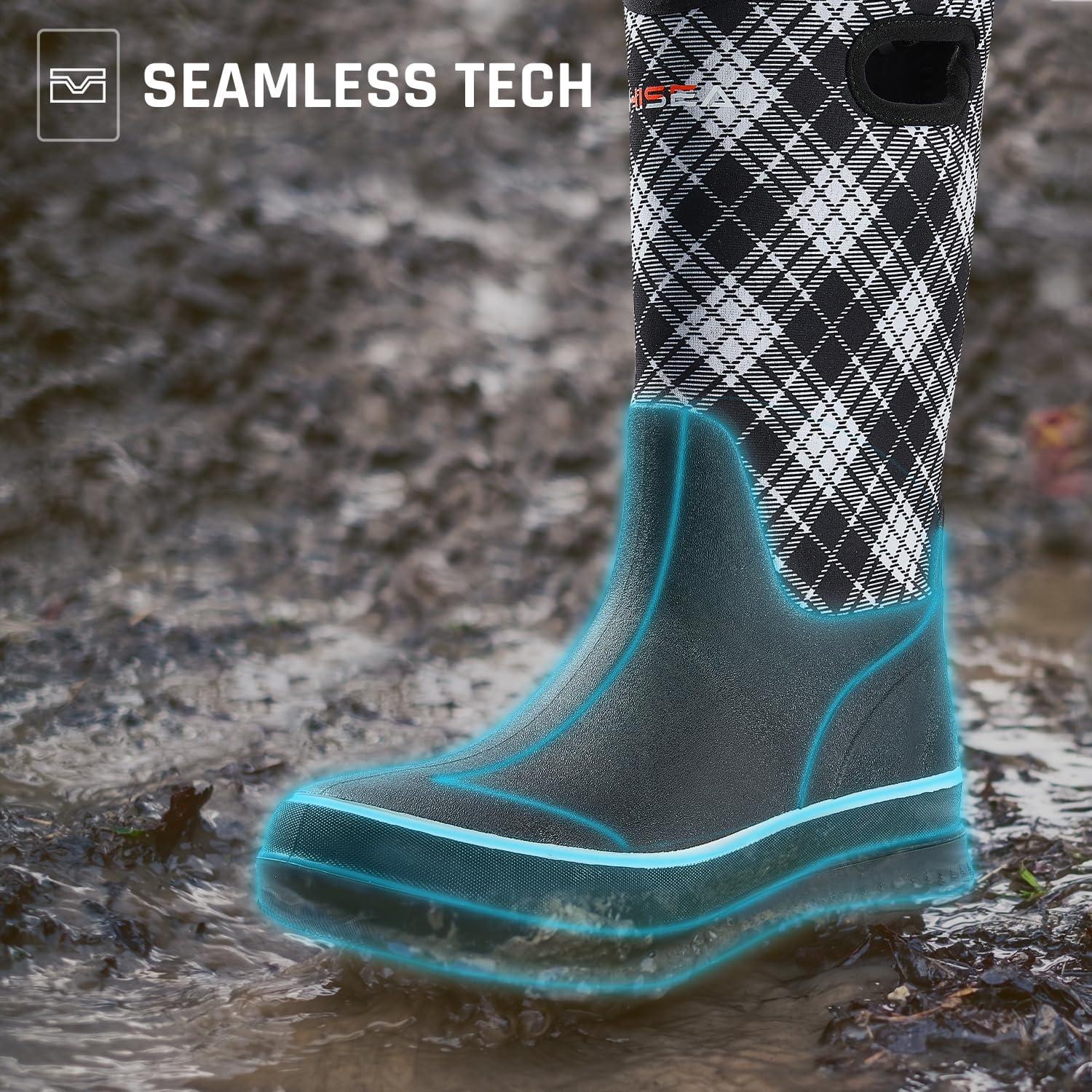 HISEA Women Mud Boots, Neoprene Rubber Garden Shoes Waterproof Mid Calf Rain Boots for Outdoor - Image 5