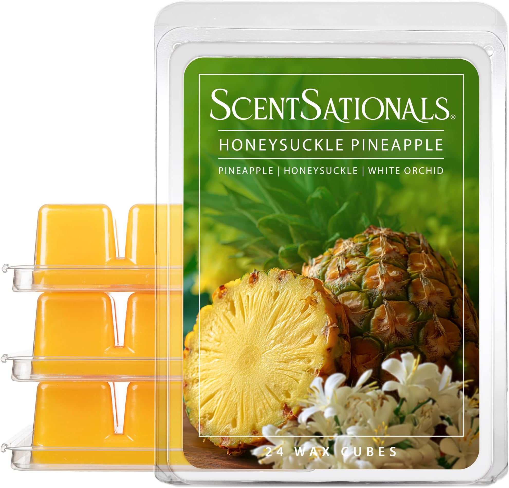 ScentSationals Honeysuckle Pineapple Scented Wax Melts - Pineapples, Honeysuckles, & White Orchid, 10oz (24 Cubes)