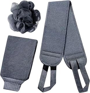 Rengöringsborttagare kit - ryggskrubber handduksset, exfolierande handskar | för duschtillbehör kropp ansikte dam daglig hygien E