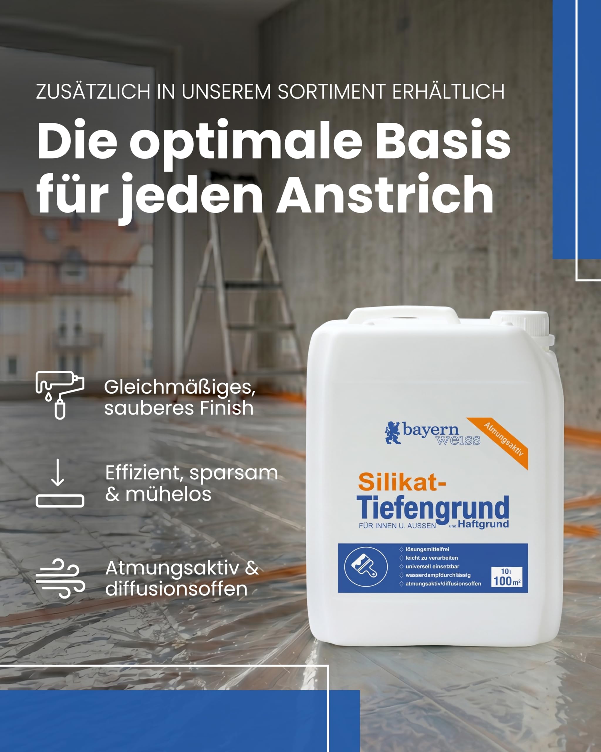 Garagenfarbe I Silikatfarbe Innen mit 6 kg für ca. 30 m² I Weiße Wandfarbe für Garagen I Dampfdurchlässige & pflegeleichte Farbe mit einem sauberen Finish & hoher Deckkraft