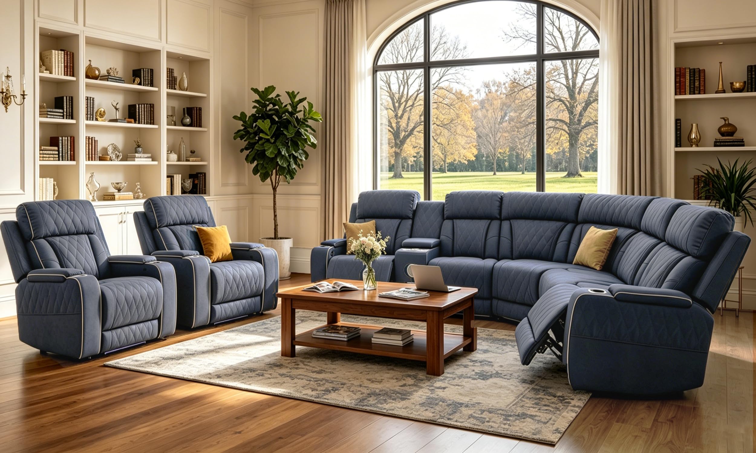 Bluish Gray / Sectional+2Chair