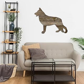 BARNWOODUSA German Shepherd Wood Dog Silhouette Reclaimed Wood German Shepherd Cutout Pet Wall Art or Wall Leaner Large 18 Inches Ready to Weathered Gray
