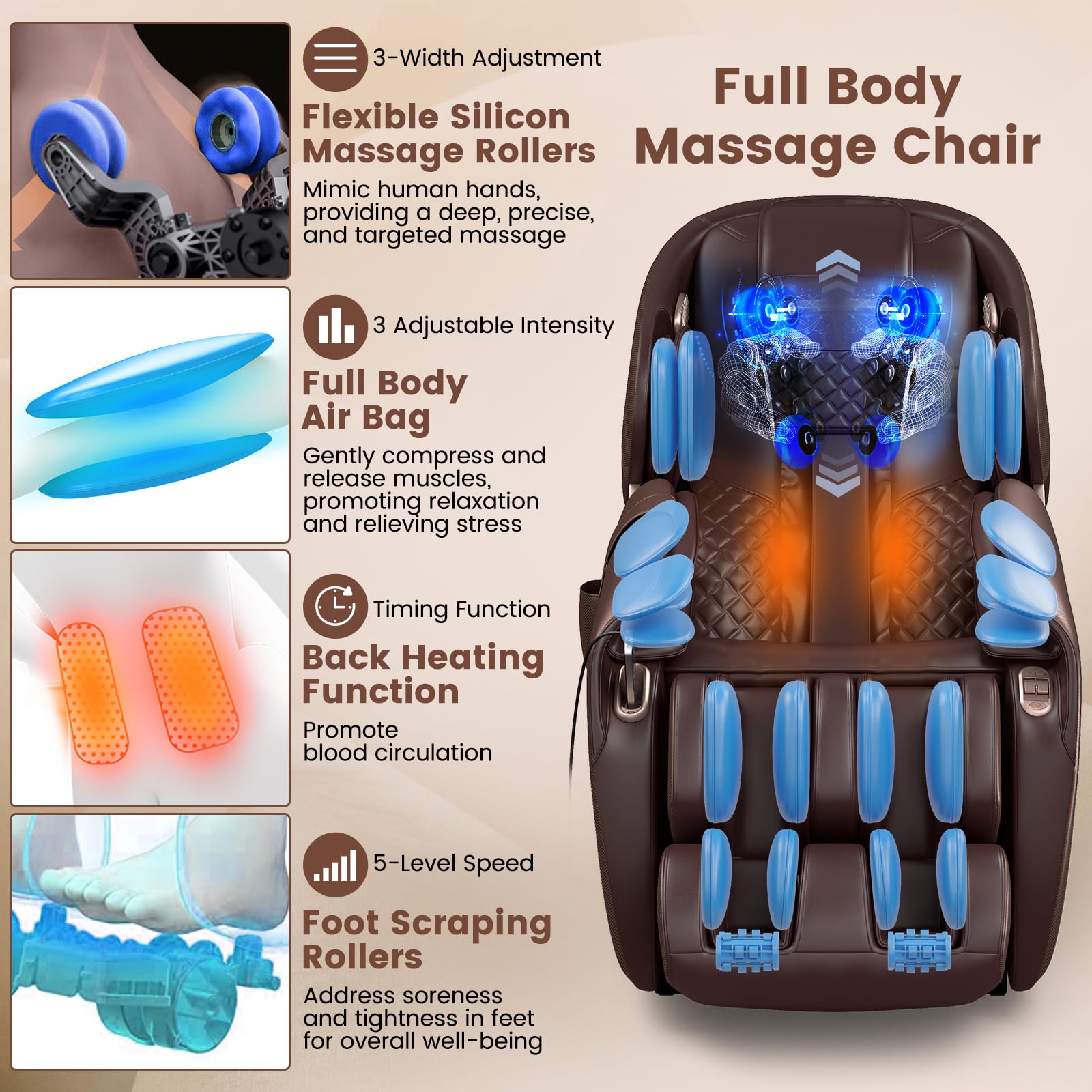 Relaxe Zero Gravity Shiatsu Massage Chair with Heating (SL-Track)