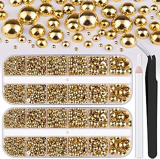 Belleboost Dijes y gemas doradas para uñas, 2...