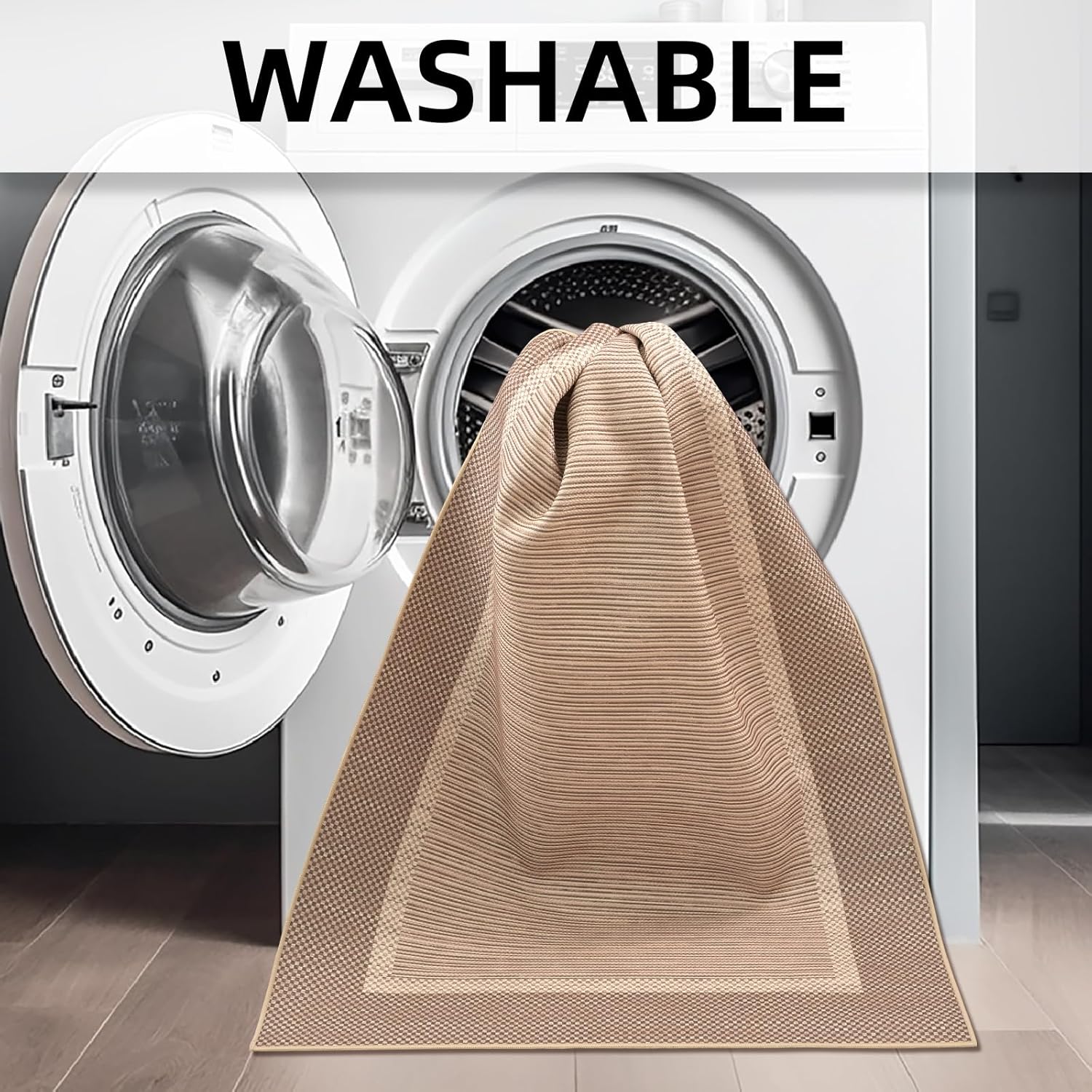 ILANGO Jute Area Rugs for Outdoor, Patio Woven Washable Rugs 5'x7', Natural Farmhouse Rugs for High Traffice Areas, Non Slip Carpet with Rubber Backing for Patio Backyard Balcony Porch