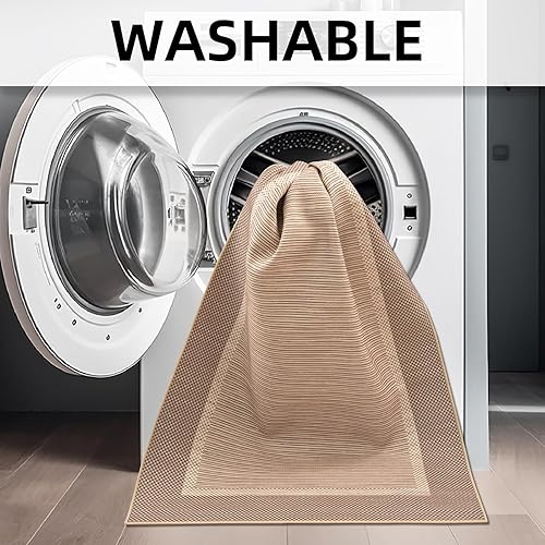 Miniatura 4 de ILANGO Alfombras de Área de Yute para Sala de Estar, Alfombras Tejidas Lavables de 3'x5' para Interiores, Alfombras Naturales de Estilo Rústico para