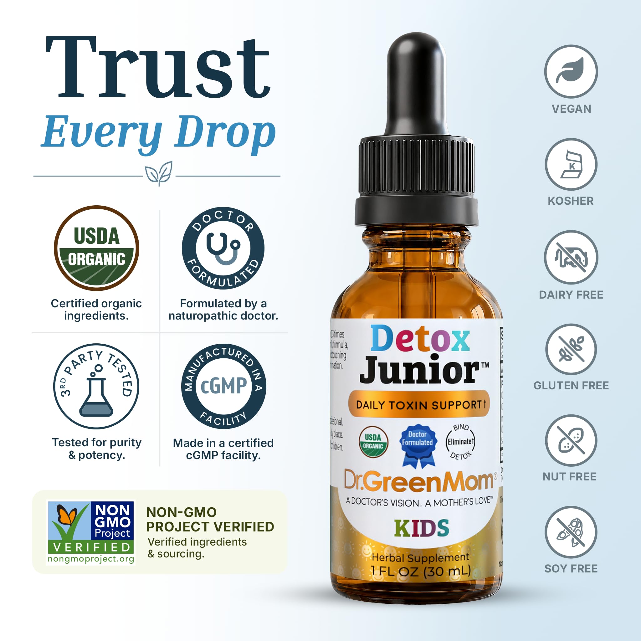 Dr. Green Mom Detox Junior — Heavy Metal Detox Drops for Kids — w/Organic Chlorella, Turmeric — Cleanse for Kids, Toddlers, Babies — Binds & Eliminates Toxins — Zeolite Free & Non GMO — 1 fl oz — Amazon image 3