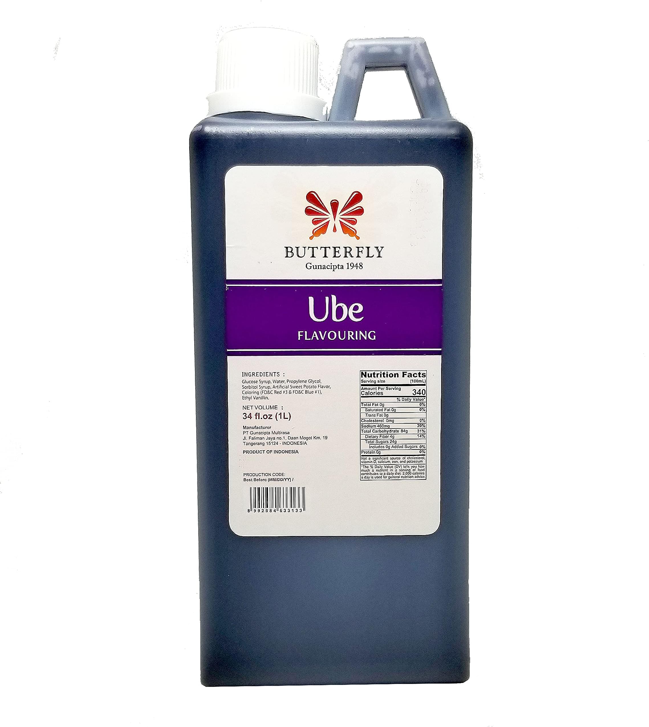 Ube Purple Yam Flavoring Extract Restaurant Size by Butterfly 1 Liter, 33.8 Ounce-SET OF 2