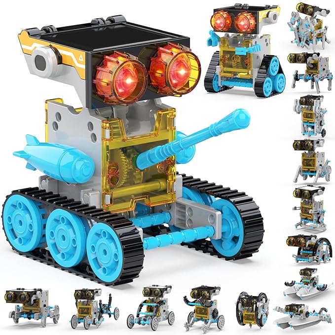 30-in-1 Solar Robot Kit - 243 Pieces, STEM Educational Building Set for Kids