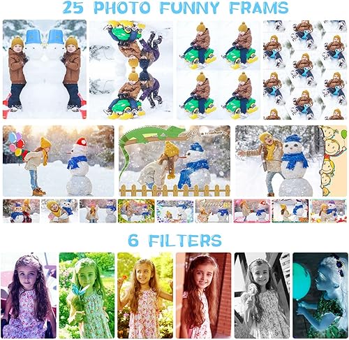 Miniatura 5 de Cámara digital para niños, cámara digital para niños pequeños con lente abatible de 180 y pantalla IPS de 2.4 pulgadas, regalo de festival de