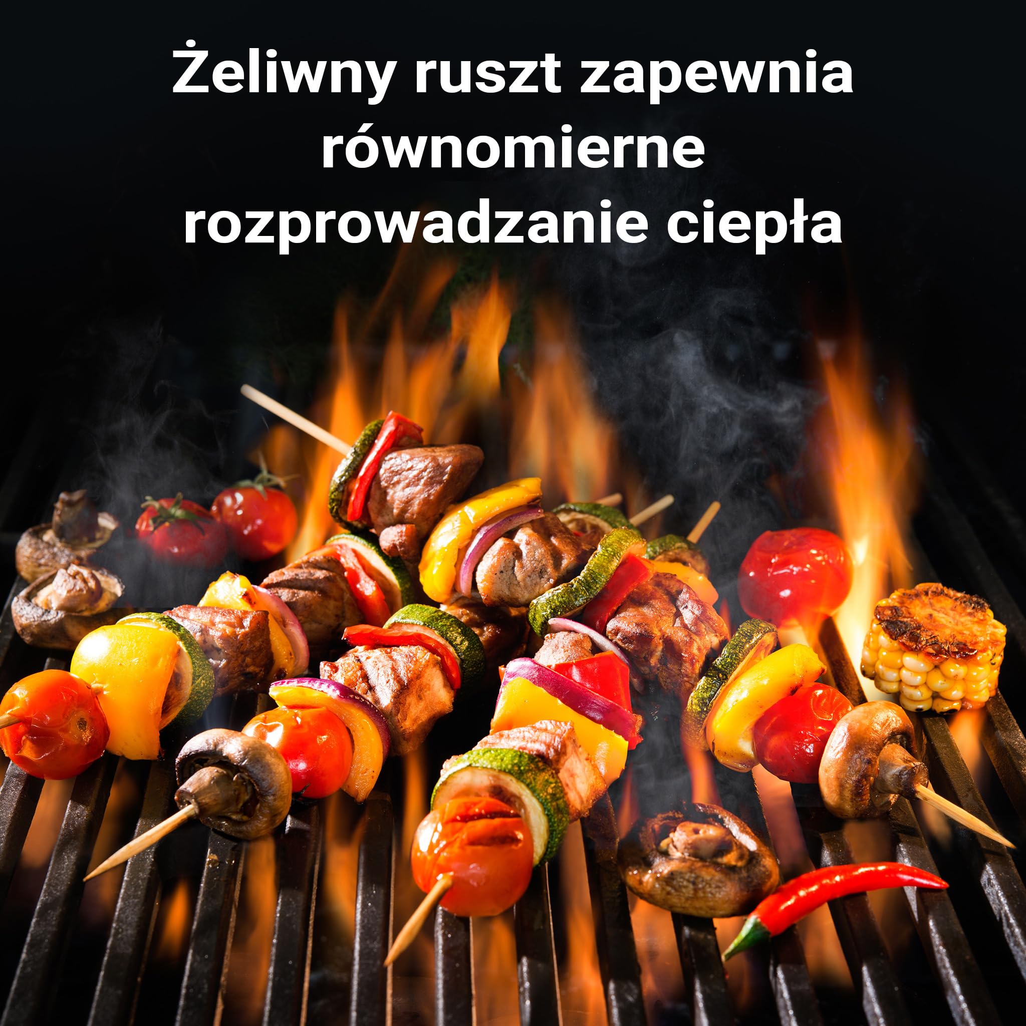 Wiltec Ruszt do grilla o wymiarach 49,8 x 24,3 x 0,9 cm z żeliwa i powłoką emaliową, płyta do grilla półokrągła, na ognisko, grilla i węgiel