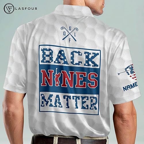 Miniatura 5 de LASFOUR Camisas de golf divertidas personalizadas para hombres, camisas de golf locas para hombres, camisetas de golf con bandera de Estados Unidos,