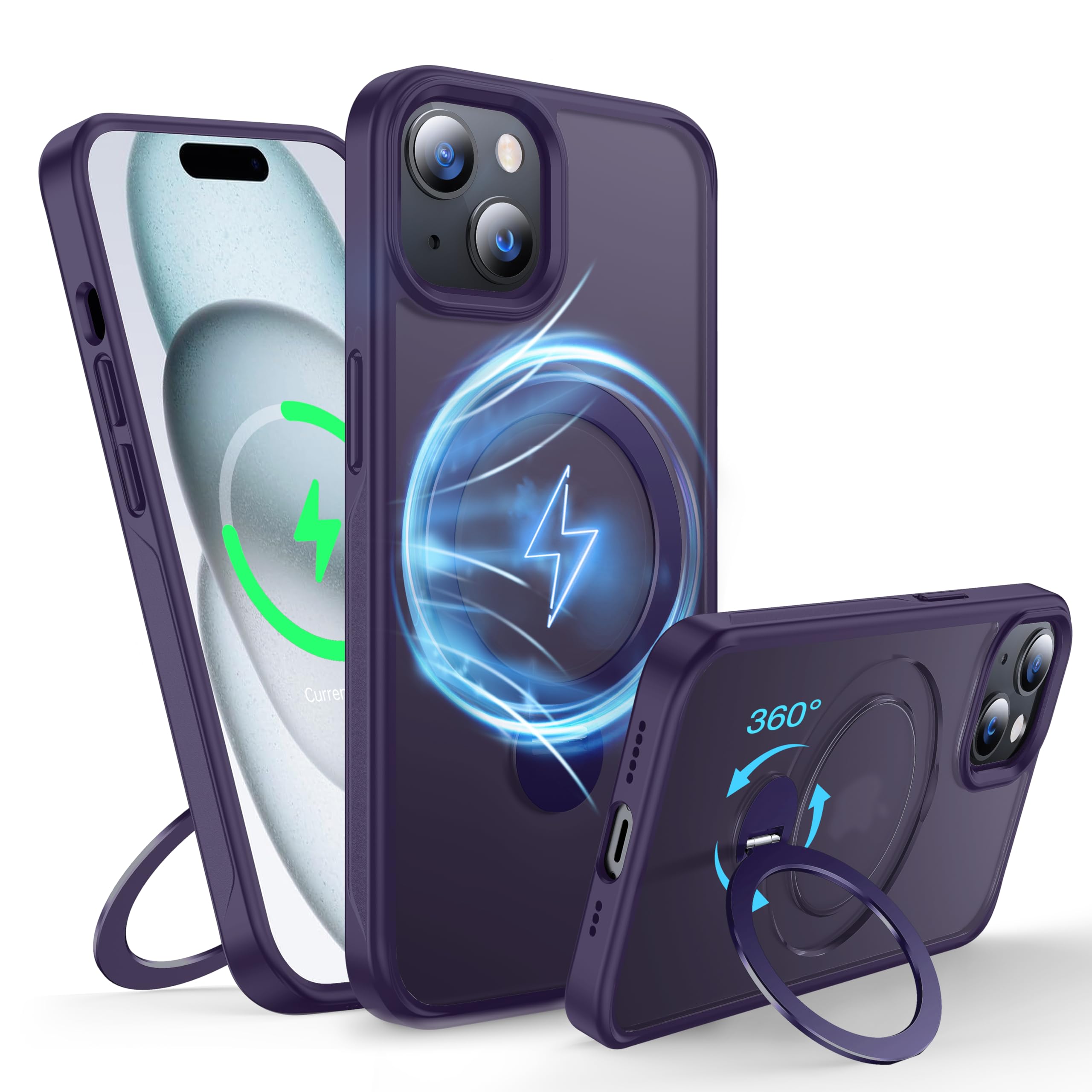 JETech Handyhülle Für IPhone 15 | Mit Drehbarem Ring & Ständer | MagSafe-kompatibel