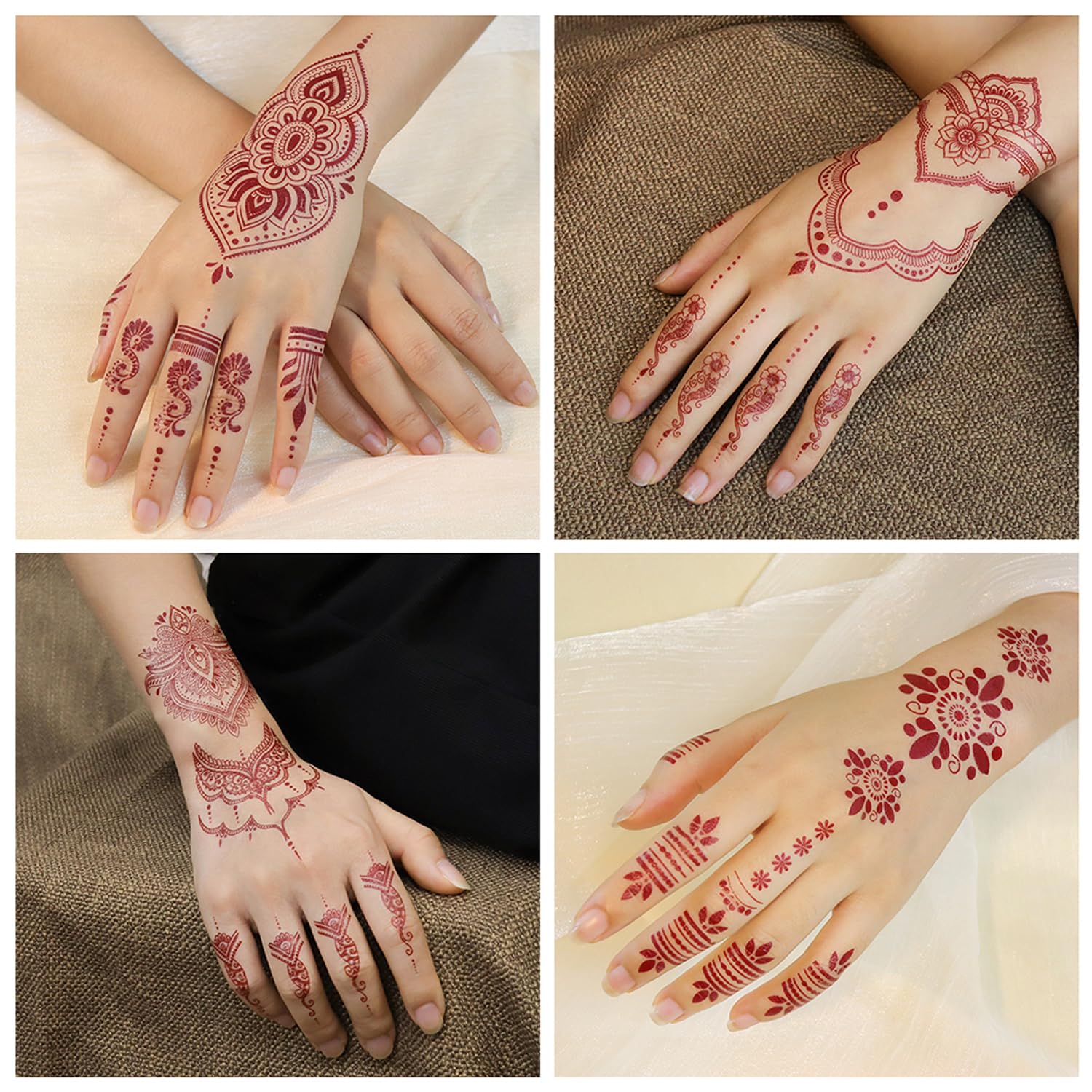 Proamate 12 PCS Temporary Tattoo Stickers, Waterproof Tattoo Stickers for Girls Women Wedding Party Art (Brick Red, 12PCS) - Image 3