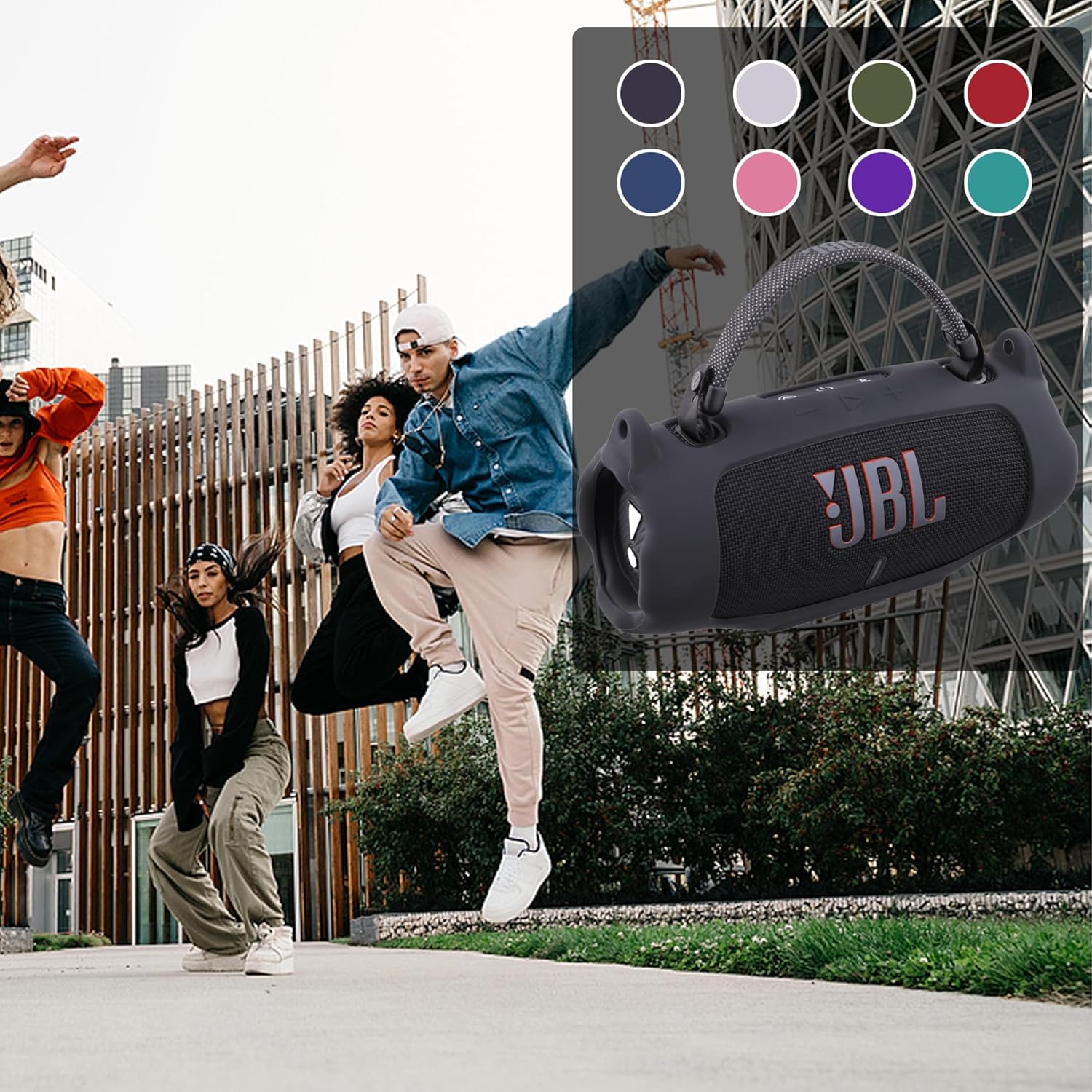 khanka for JBL Charge 6 Waterproof Portable Bluetooth Speaker Silicone Case,Soft Protective Sleeve Cover with Shoulder Strap for JBL Charge 6 Speaker (Black) - Image 9