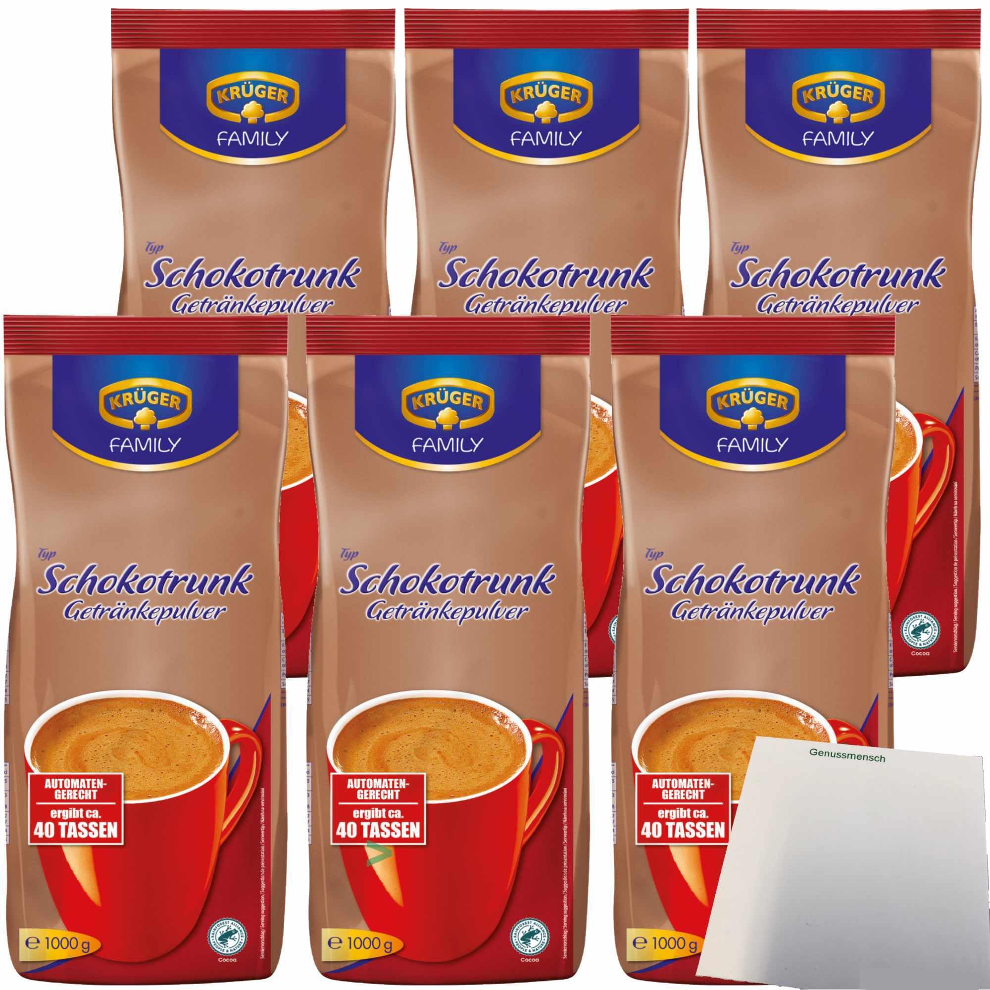 Krüger Schokotrunk Getränkepulver 6er Pack (6x1kg Beutel) + usy Block