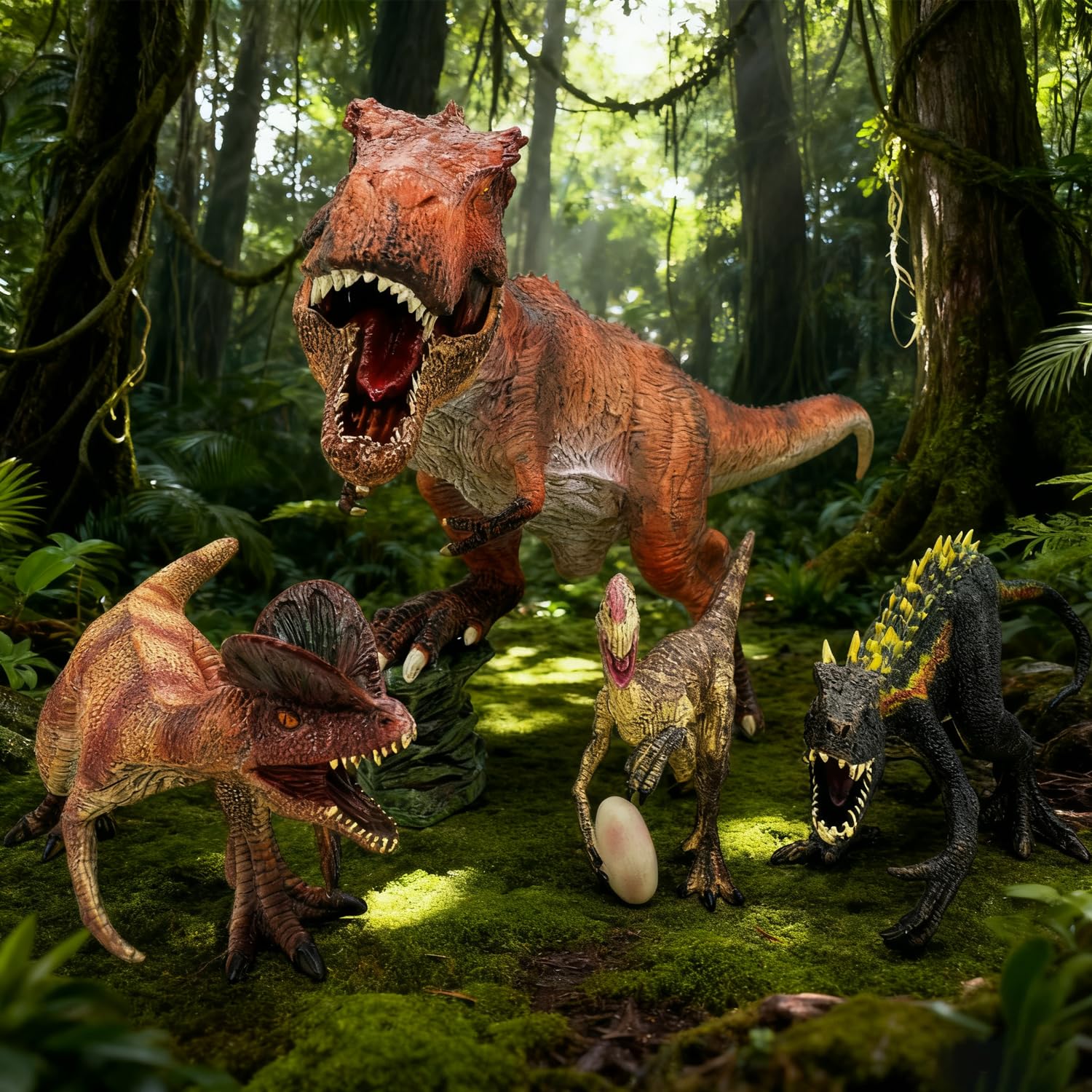 BIROHOSR Dinosaur Playset with 14" Indominus Rex & 8 Detailed Dino Figures - Image 3